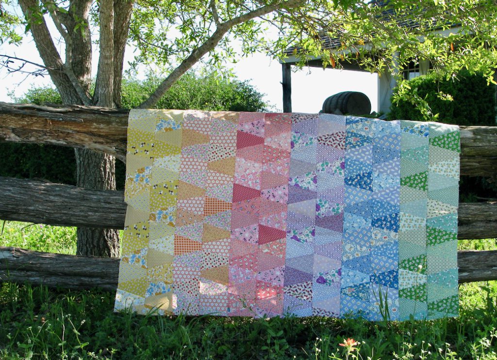 30's Reproduction Rainbow Tumbler Quilt Top