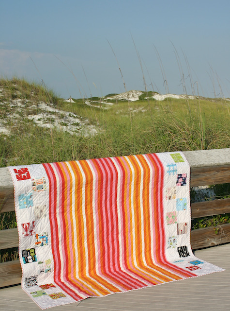 Back of I Spy Quilt at the Beach