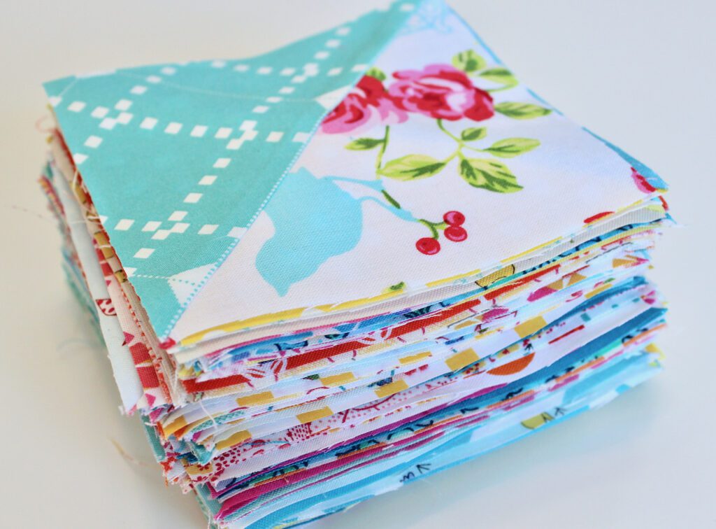 Stack of Half Square Triangle Quilt Blocks