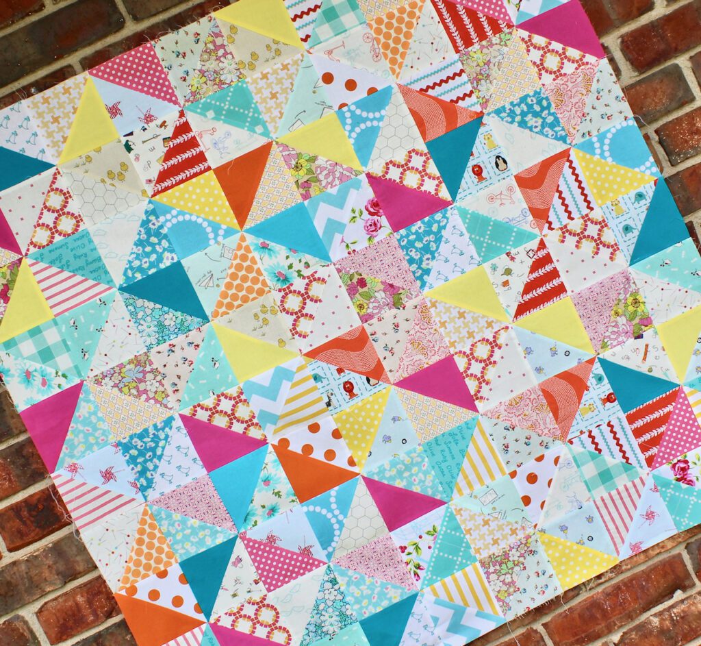 Scrappy Half Square Triangle Quilt Top