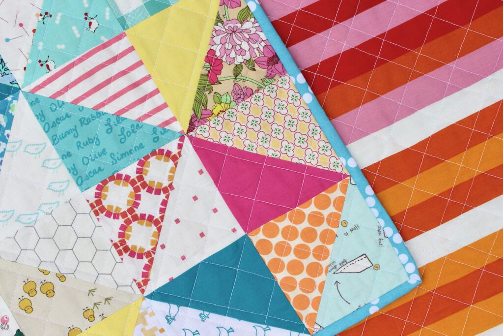 Happy Scrappy Baby Quilt front and back