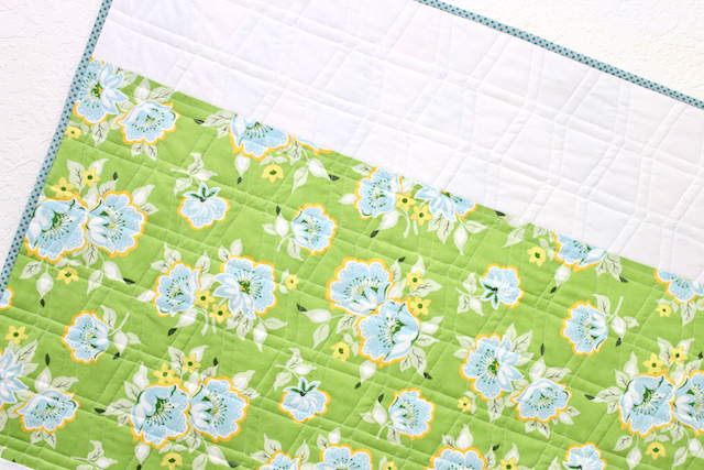 Floral blue, green and yellow quilt backing